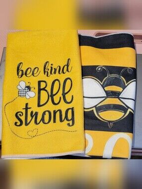 Bee Kind Bee Strong Yellow Kitchen Towels